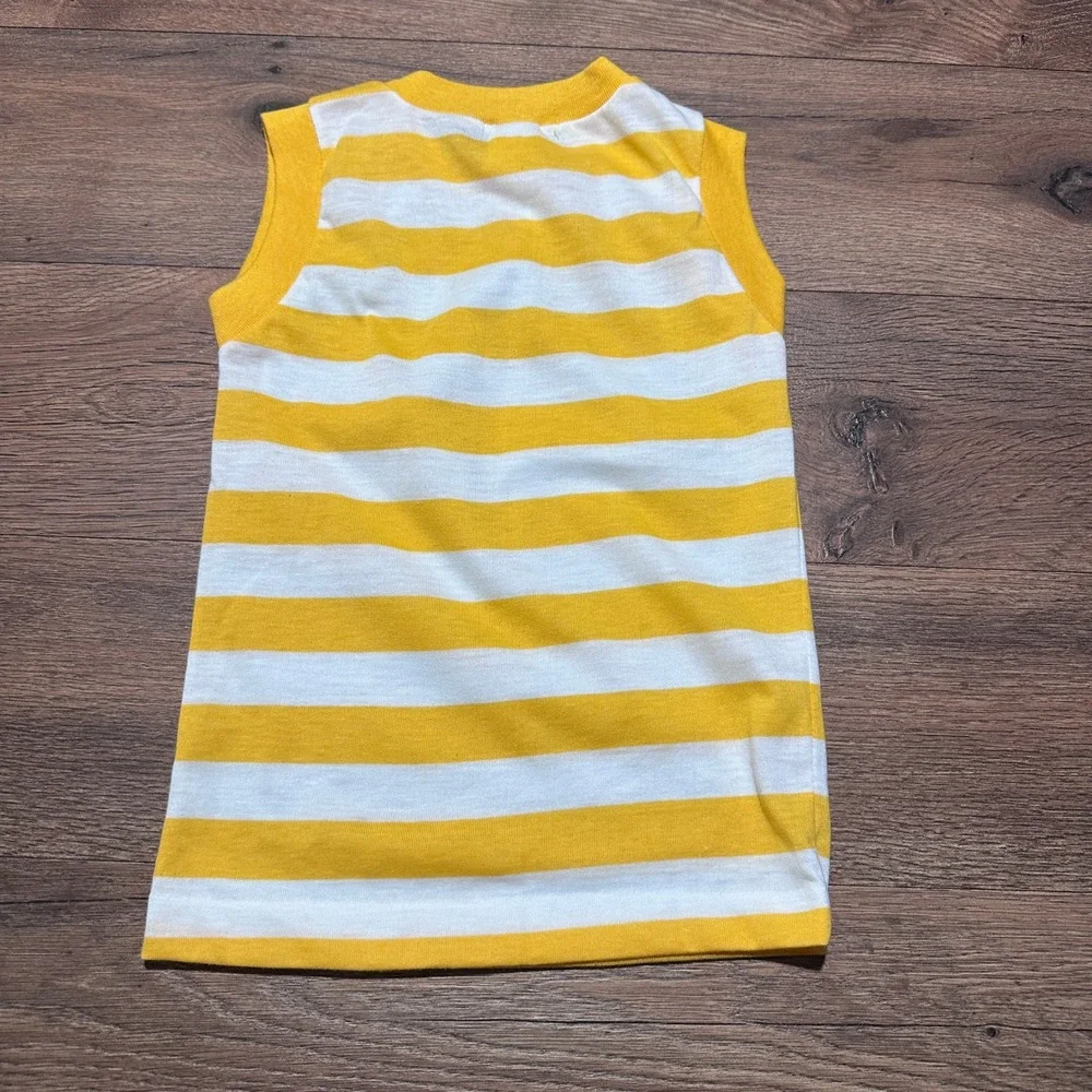 Vintage Jon Weston Yellow White Striped Tank Top Kids Size 7 Made in USA